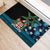 Fiji Day Rubber Doormat Palm Tree With Plumeria Tapa Tribal Pattern