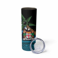 Fiji Day Skinny Tumbler Palm Tree With Plumeria Tapa Tribal Pattern