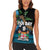 Fiji Day Women Sleeveless Polo Shirt Palm Tree With Plumeria Tapa Tribal Pattern