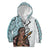 Maori Warrior Kid Hoodie Silver Fern New Zealand Map With Kowhaiwhai Pattern LT03 Zip Hoodie Blue - Polynesian Pride