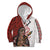 Maori Warrior Kid Hoodie Silver Fern New Zealand Map With Kowhaiwhai Pattern LT03 Zip Hoodie Red - Polynesian Pride