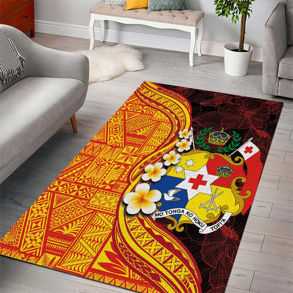 Tonga Culture Area Rug Ngatu Pattern with Plumeria and Hibiscus LT03 - Polynesian Pride