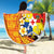 Tonga Culture Beach Blanket Ngatu Pattern with Plumeria and Hibiscus