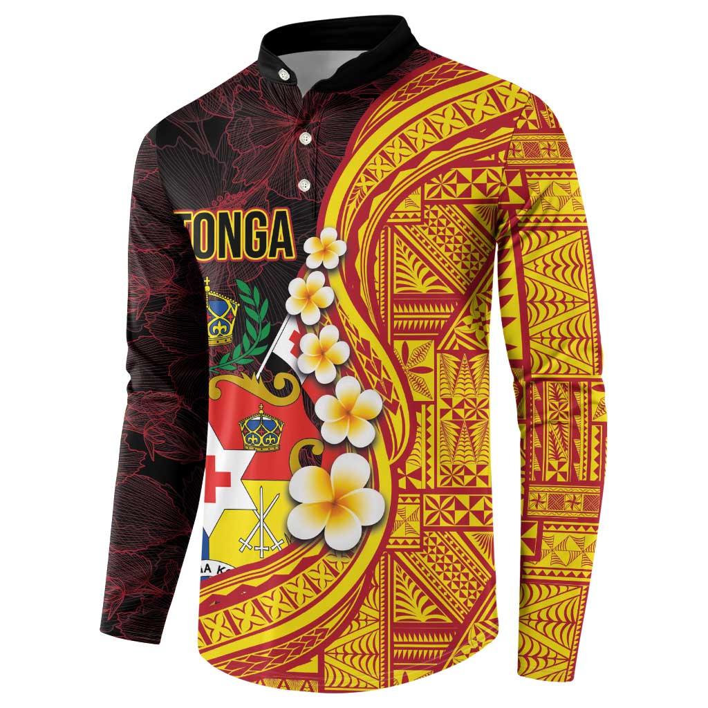 Tonga Culture Button Sweatshirt Ngatu Pattern with Plumeria and Hibiscus LT03 - Polynesian Pride