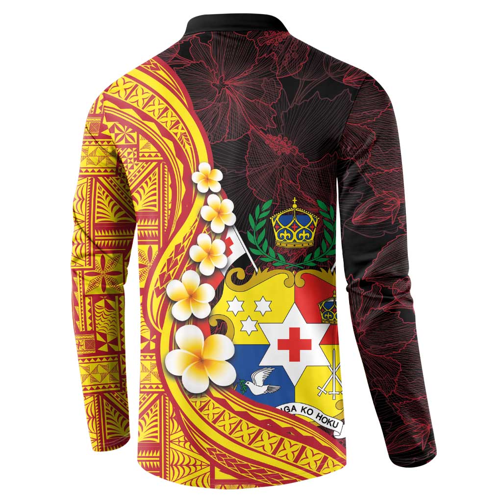 Tonga Culture Button Sweatshirt Ngatu Pattern with Plumeria and Hibiscus LT03 - Polynesian Pride