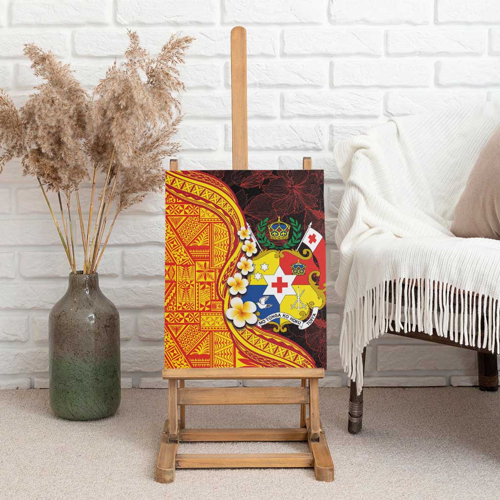 Tonga Culture Canvas Wall Art Ngatu Pattern with Plumeria and Hibiscus LT03 - Polynesian Pride