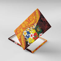 Tonga Culture Canvas Wall Art Ngatu Pattern with Plumeria and Hibiscus LT03 With Frame Black - Polynesian Pride