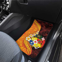 Tonga Culture Car Mats Ngatu Pattern with Plumeria and Hibiscus LT03 - Polynesian Pride