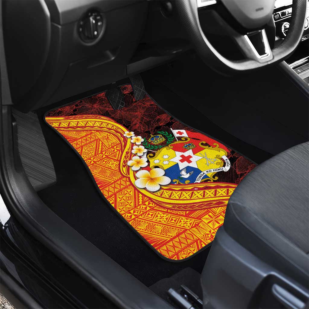 Tonga Culture Car Mats Ngatu Pattern with Plumeria and Hibiscus LT03 - Polynesian Pride