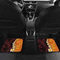 Tonga Culture Car Mats Ngatu Pattern with Plumeria and Hibiscus LT03 Set 2pcs - Back Black - Polynesian Pride