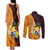 Tonga Culture Couples Matching Tank Maxi Dress and Long Sleeve Button Shirt Ngatu Pattern with Plumeria and Hibiscus