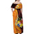 Tonga Culture Family Matching Off Shoulder Maxi Dress and Hawaiian Shirt Ngatu Pattern with Plumeria and Hibiscus