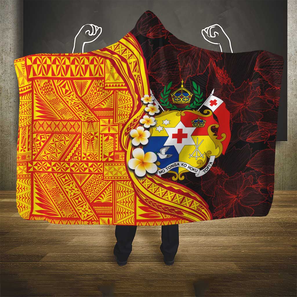 Tonga Culture Hooded Blanket Ngatu Pattern with Plumeria and Hibiscus LT03 - Polynesian Pride