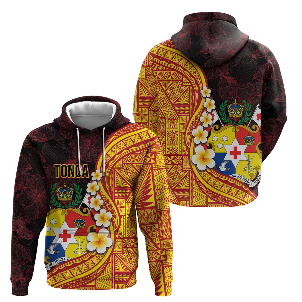 Tonga Culture Hoodie Ngatu Pattern with Plumeria and Hibiscus LT03 - Polynesian Pride