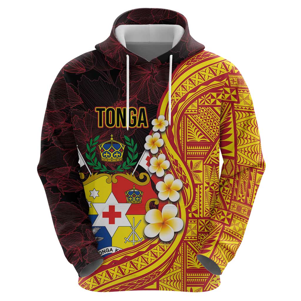Tonga Culture Hoodie Ngatu Pattern with Plumeria and Hibiscus LT03 - Polynesian Pride