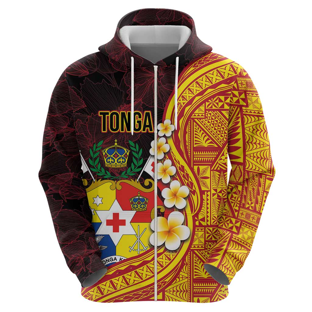 Tonga Culture Hoodie Ngatu Pattern with Plumeria and Hibiscus LT03 - Polynesian Pride