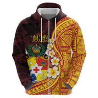 Tonga Culture Hoodie Ngatu Pattern with Plumeria and Hibiscus LT03 - Polynesian Pride