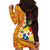 Tonga Culture Hoodie Dress Ngatu Pattern with Plumeria and Hibiscus