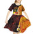 Tonga Culture Kid Short Sleeve Dress Ngatu Pattern with Plumeria and Hibiscus