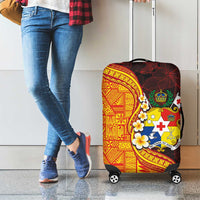 Tonga Culture Luggage Cover Ngatu Pattern with Plumeria and Hibiscus LT03 - Polynesian Pride