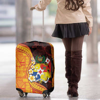Tonga Culture Luggage Cover Ngatu Pattern with Plumeria and Hibiscus LT03 - Polynesian Pride