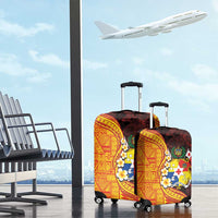 Tonga Culture Luggage Cover Ngatu Pattern with Plumeria and Hibiscus LT03 - Polynesian Pride