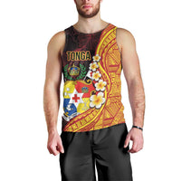 Tonga Culture Men Tank Top Ngatu Pattern with Plumeria and Hibiscus LT03 - Polynesian Pride