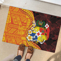 Tonga Culture Rubber Doormat Ngatu Pattern with Plumeria and Hibiscus LT03 - Polynesian Pride