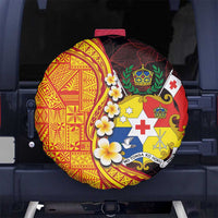 Tonga Culture Spare Tire Cover Ngatu Pattern with Plumeria and Hibiscus LT03 - Polynesian Pride