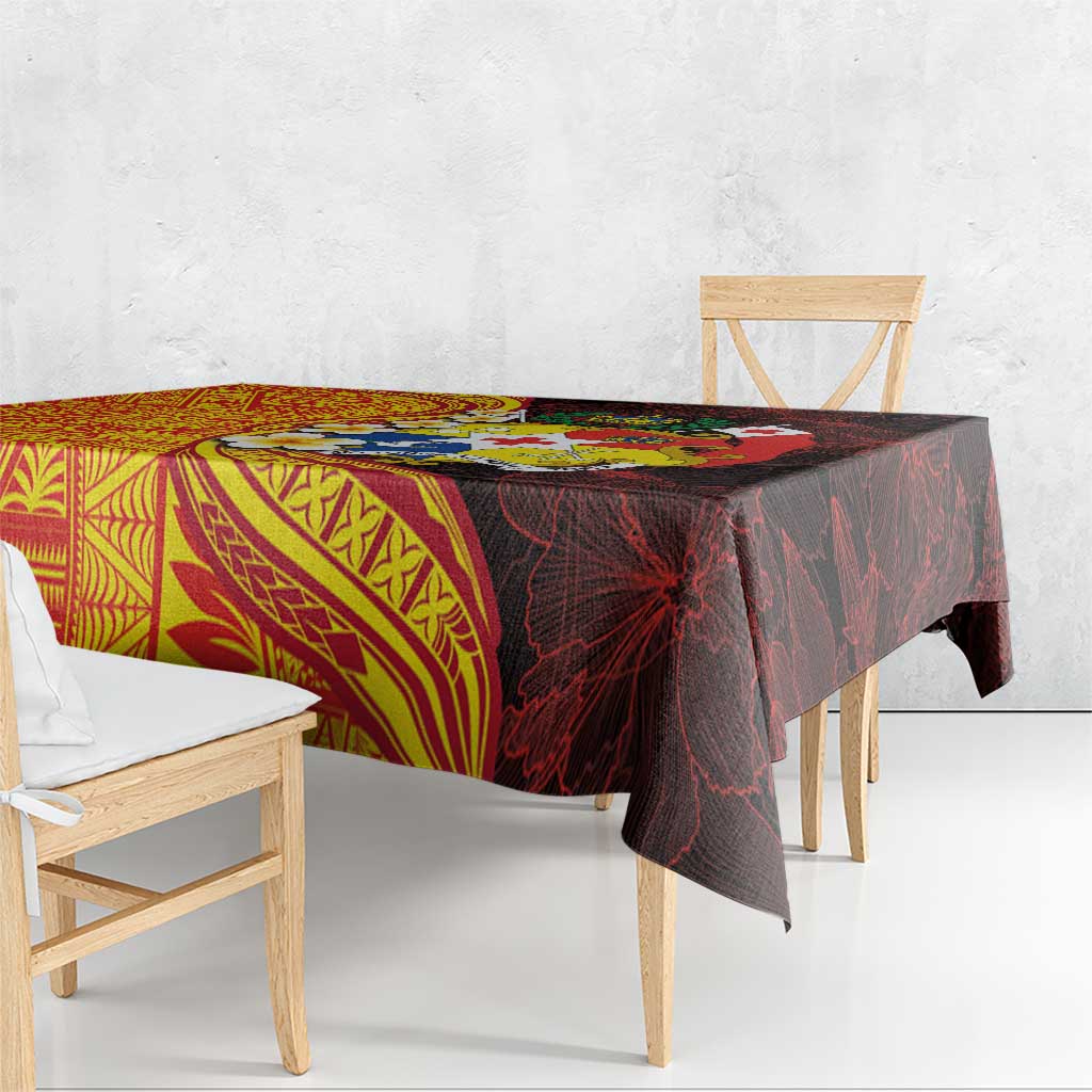 Tonga Culture Tablecloth Ngatu Pattern with Plumeria and Hibiscus LT03 - Polynesian Pride