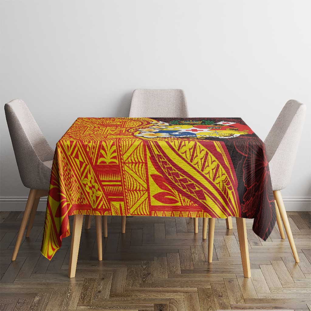 Tonga Culture Tablecloth Ngatu Pattern with Plumeria and Hibiscus LT03 - Polynesian Pride