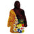 Tonga Culture Wearable Blanket Hoodie Ngatu Pattern with Plumeria and Hibiscus