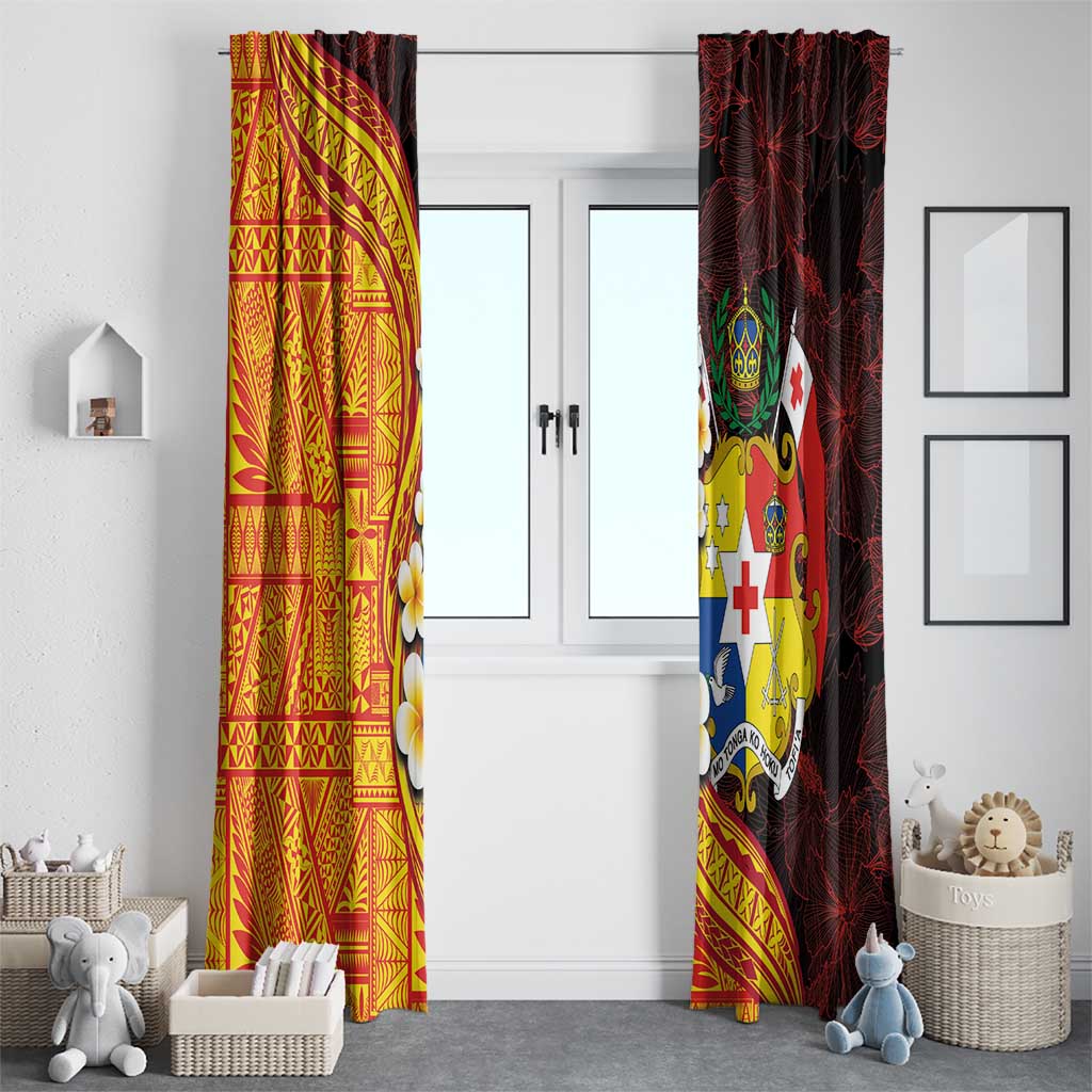 Tonga Culture Window Curtain Ngatu Pattern with Plumeria and Hibiscus LT03 - Polynesian Pride