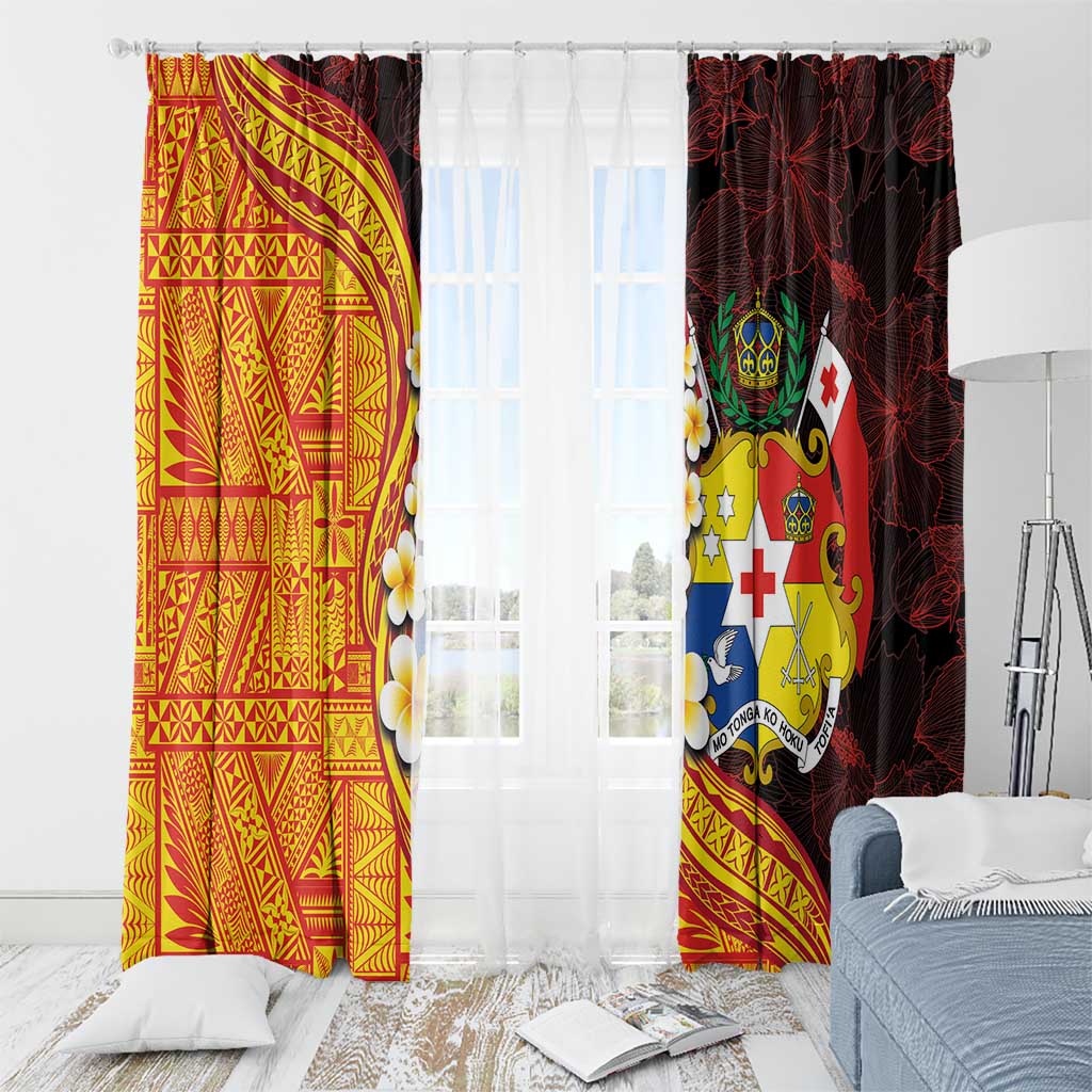 Tonga Culture Window Curtain Ngatu Pattern with Plumeria and Hibiscus LT03 - Polynesian Pride