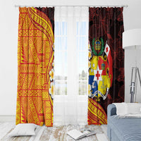 Tonga Culture Window Curtain Ngatu Pattern with Plumeria and Hibiscus LT03 - Polynesian Pride
