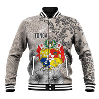 Tonga Culture Baseball Jacket Ngatu Pattern and Blooming Hibiscus LT03 Unisex Light Gray - Polynesian Pride