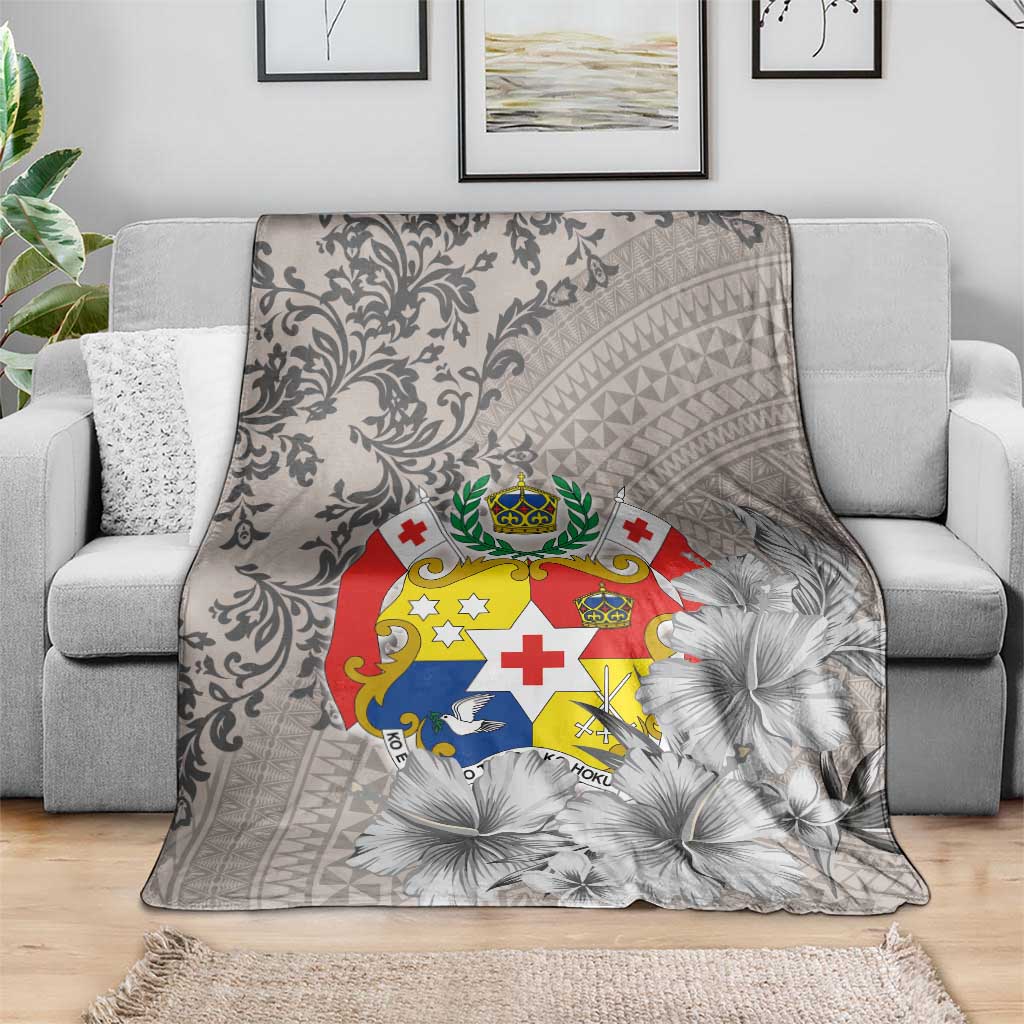 Tonga Culture Blanket Ngatu Pattern and Blooming Hibiscus LT03 - Polynesian Pride