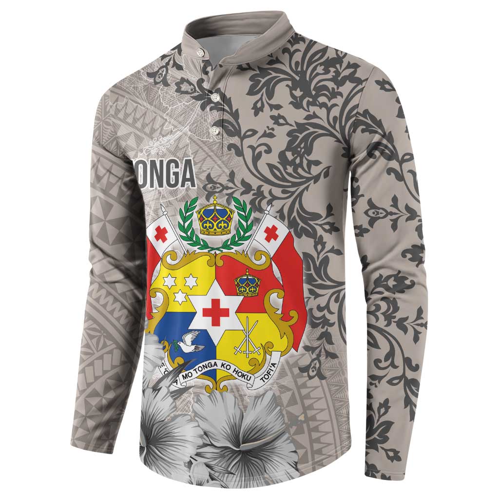 Tonga Culture Button Sweatshirt Ngatu Pattern and Blooming Hibiscus LT03 - Polynesian Pride