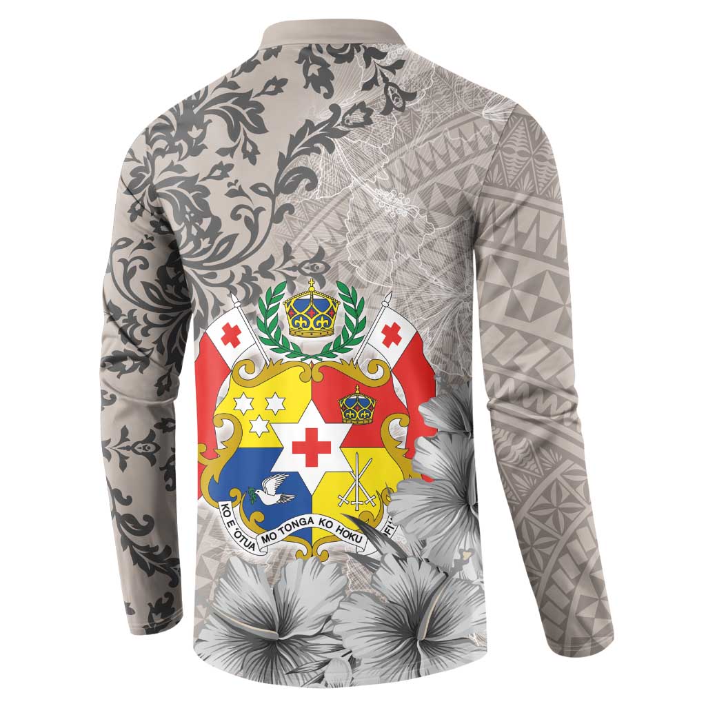 Tonga Culture Button Sweatshirt Ngatu Pattern and Blooming Hibiscus LT03 - Polynesian Pride