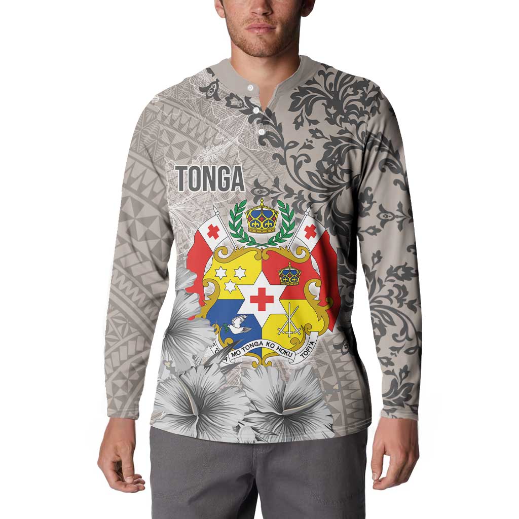 Tonga Culture Button Sweatshirt Ngatu Pattern and Blooming Hibiscus LT03 - Polynesian Pride