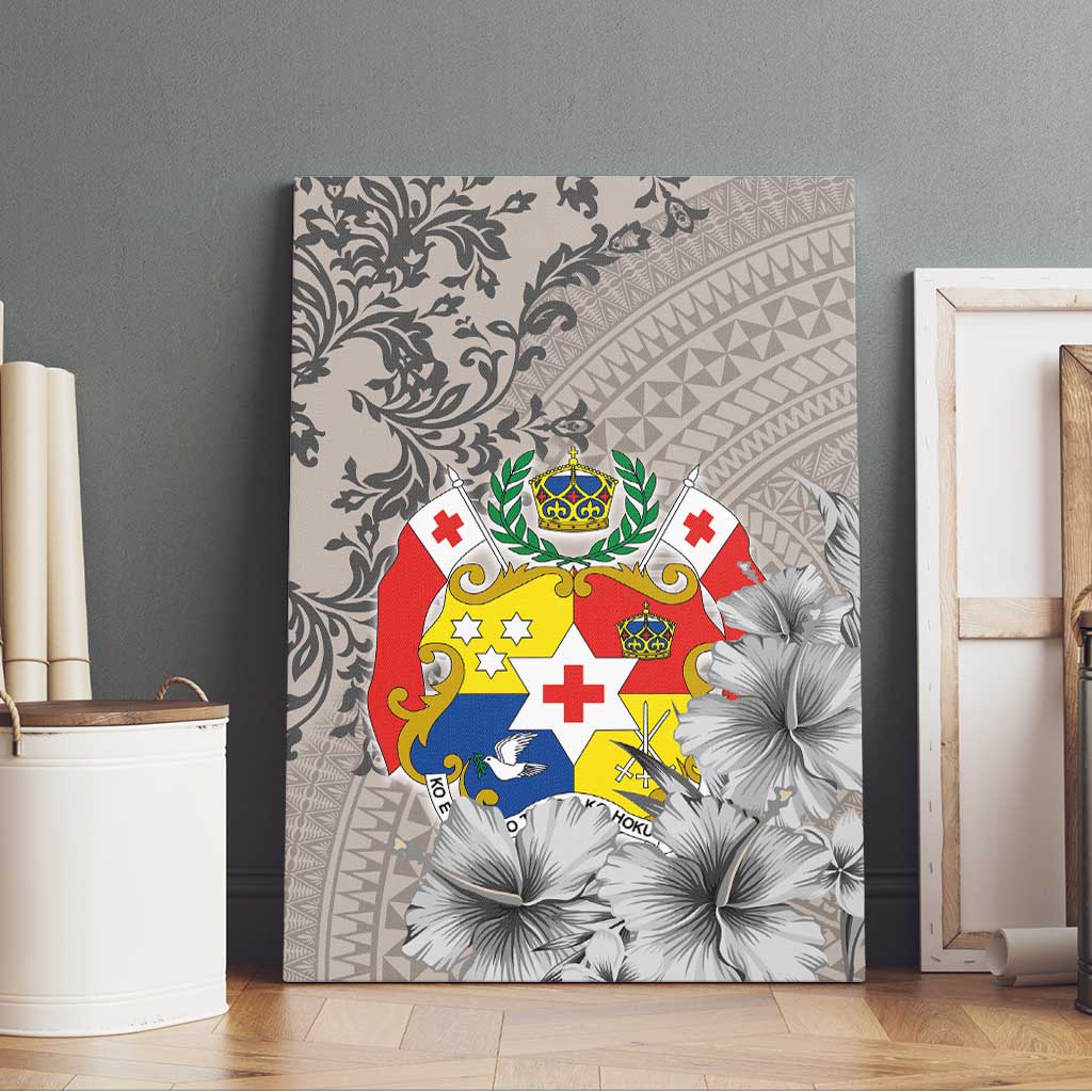 Tonga Culture Canvas Wall Art Ngatu Pattern and Blooming Hibiscus LT03 - Polynesian Pride