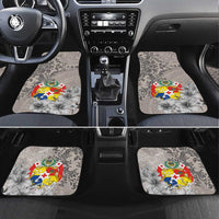 Tonga Culture Car Mats Ngatu Pattern and Blooming Hibiscus LT03 Set 4pcs Light Gray - Polynesian Pride