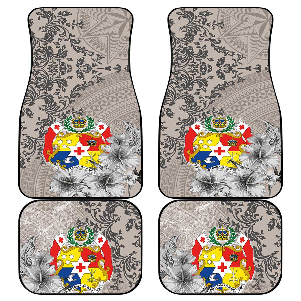 Tonga Culture Car Mats Ngatu Pattern and Blooming Hibiscus LT03 - Polynesian Pride