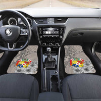 Tonga Culture Car Mats Ngatu Pattern and Blooming Hibiscus LT03 Set 2pcs - Front Light Gray - Polynesian Pride