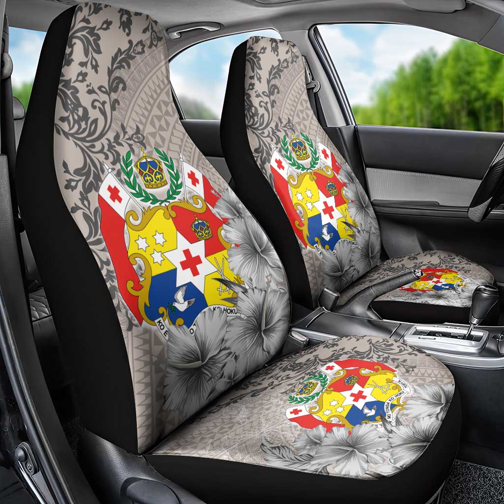 Tonga Culture Car Seat Cover Ngatu Pattern and Blooming Hibiscus