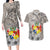 Tonga Culture Couples Matching Long Sleeve Bodycon Dress and Hawaiian Shirt Ngatu Pattern and Blooming Hibiscus