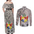 Tonga Culture Couples Matching Off Shoulder Maxi Dress and Long Sleeve Button Shirt Ngatu Pattern and Blooming Hibiscus