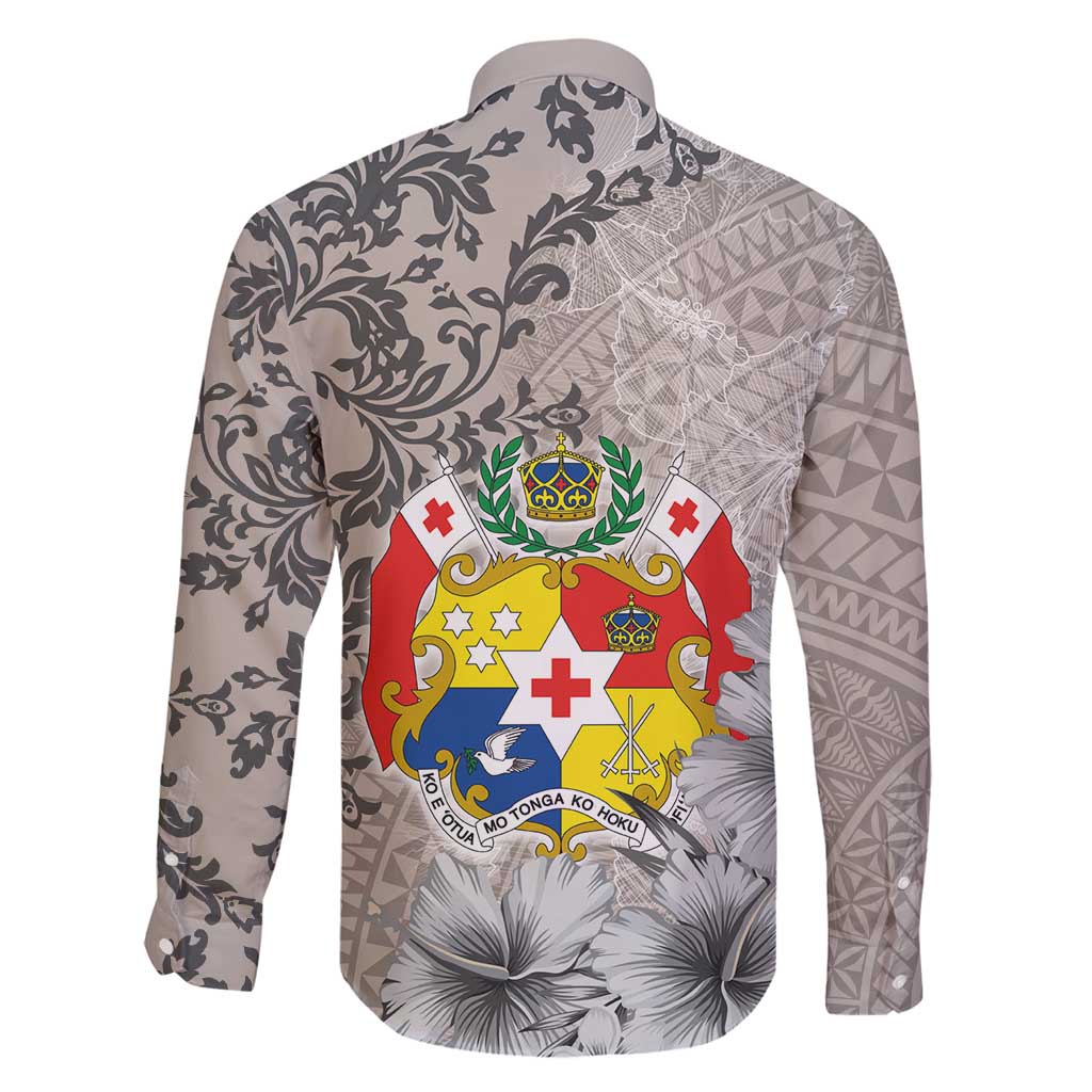 Tonga Culture Family Matching Long Sleeve Bodycon Dress and Hawaiian Shirt Ngatu Pattern and Blooming Hibiscus