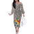 Tonga Culture Family Matching Off The Shoulder Long Sleeve Dress and Hawaiian Shirt Ngatu Pattern and Blooming Hibiscus