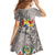 Tonga Culture Family Matching Off Shoulder Short Dress and Hawaiian Shirt Ngatu Pattern and Blooming Hibiscus